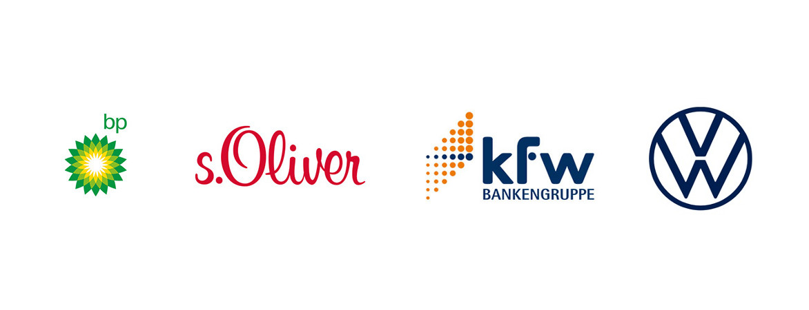 Logos von bp, Oliver, Deutsche Bundesbank, VW
