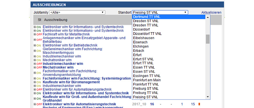 Ausschreibungen mit Vielzahl an Standorten im Jobmatcher